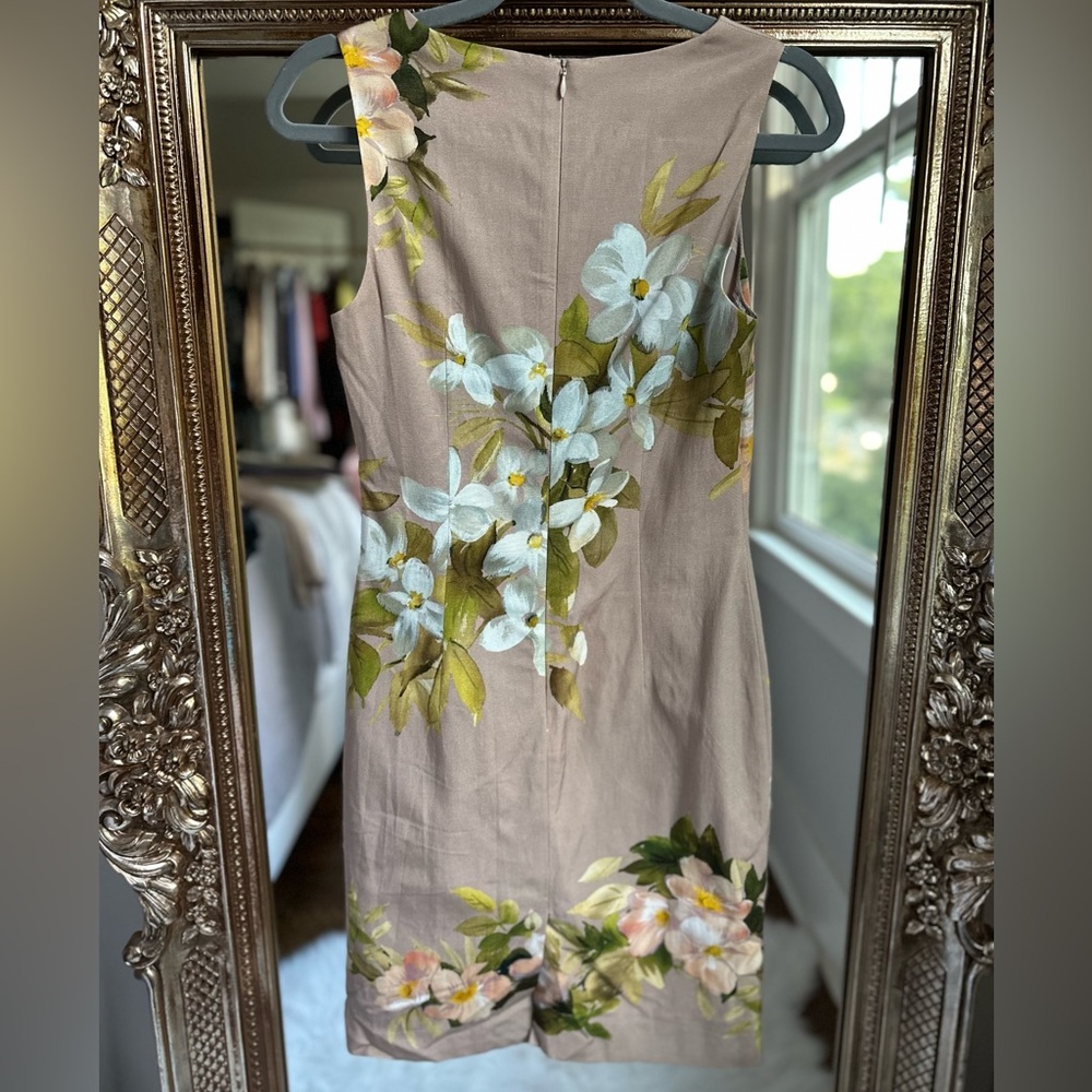 HOBBS LONDON Francine Floral Print Sheath Dress Oyster Multi Size 4 - Picture 5 of 6
